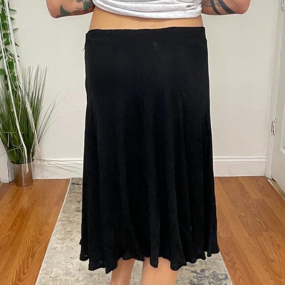 Ultimo Jeans Muir Pull-On Midi Skirt Side Zip Size 12 Black - Picture 3 of 3